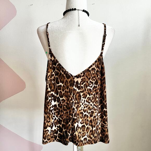 Leopard Lace Trim Top, Y2K Grunge Edgy Indie‎ Sleaze Retro XL - Picture 3 of 6